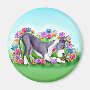 Great Dane Chasing Butterflies Mantle Magneet