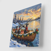 Great Dane Christmas Boat Holiday Vierkante Klok (Hoek)