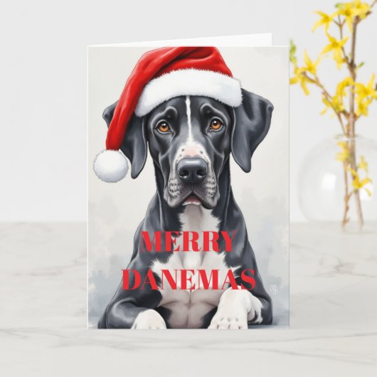 Great Dane CHRISTMAS CARD Kaart (Gele Bloem)