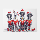 Great Dane Christmas Dress Santa Hat Deurmat (Voorkant)