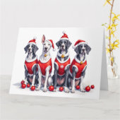 Great Dane Christmas Dress Santa Hat Kaart (Gele Bloem)