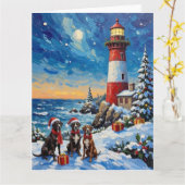 Great Dane Christmas Lighthouse Holiday Kaart (Gele Bloem)