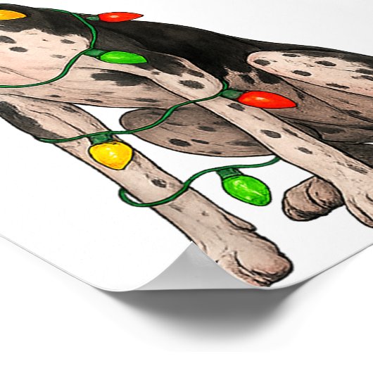 Great Dane Christmas Lights Dog Lover Xmas Pajama  Poster (Hoek)