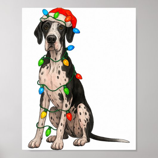 Great Dane Christmas Lights Dog Lover Xmas Pajama  Poster (Voorkant)