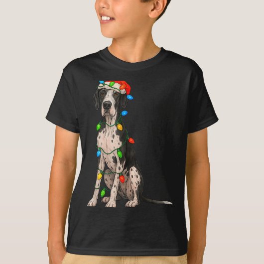 Great Dane Christmas Lights Dog Lover Xmas Pajama  T-shirt (Voorkant)