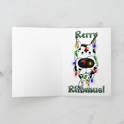 Great Dane Christmas Lights Feestdagen Kaart (Binnen)