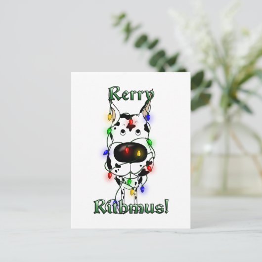 Great Dane Christmas Lights Feestdagenkaart (Staand voorkant)