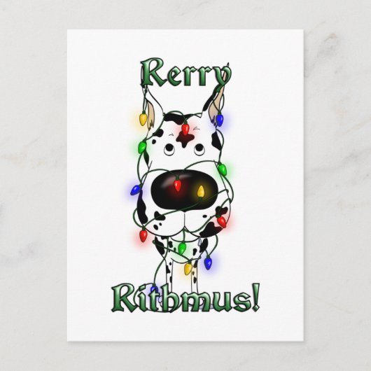 Great Dane Christmas Lights Feestdagenkaart (Voorkant)