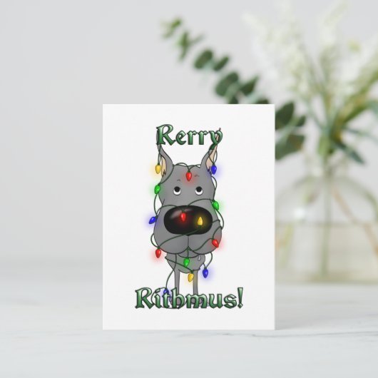 Great Dane Christmas Lights Feestdagenkaart (Staand voorkant)