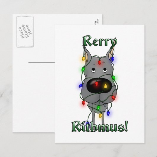 Great Dane Christmas Lights Feestdagenkaart (Voorkant / Achterkant)