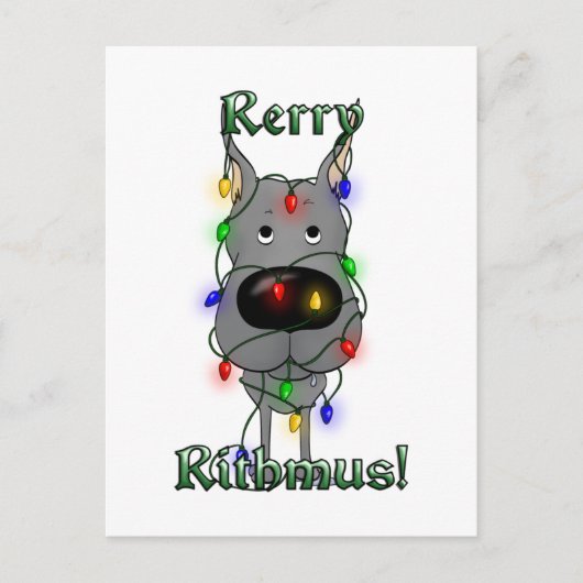 Great Dane Christmas Lights Feestdagenkaart (Voorkant)