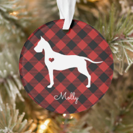 Great Dane Christmas Plaid Dog Naam Foto Ornament