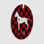 Great Dane Christmas Plaid Dog Naam Foto Ornament (voorkant)