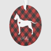 Great Dane Christmas Plaid Dog Naam Foto Ornament (voorkant)