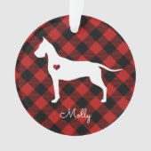 Great Dane Christmas Plaid Dog Naam Foto Ornament (voorkant)