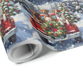 Great Dane Christmas Red Truck Holiday Cadeaupapier (Rol Hoek)