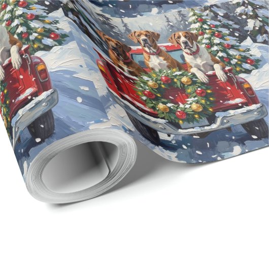 Great Dane Christmas Red Truck Holiday Cadeaupapier (Rol Hoek)