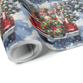 Great Dane Christmas Red Truck Holiday Cadeaupapier (Rol Hoek)