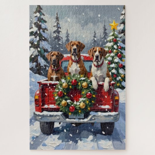 Great Dane Christmas Red Truck Holiday Legpuzzel (Verticaal)