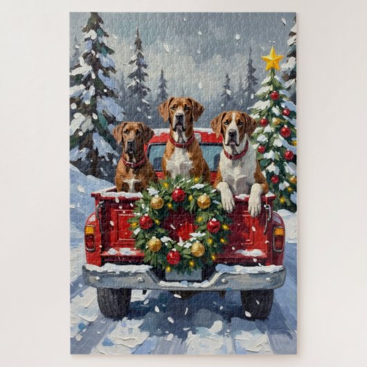 Great Dane Christmas Red Truck Holiday Legpuzzel (Verticaal)