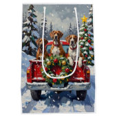 Great Dane Christmas Red Truck Holiday Medium Cadeauzakje (Achterkant)