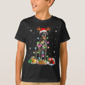 Great Dane Christmas Santa Hat Fairy Lights Pajama T-shirt (Voorkant)