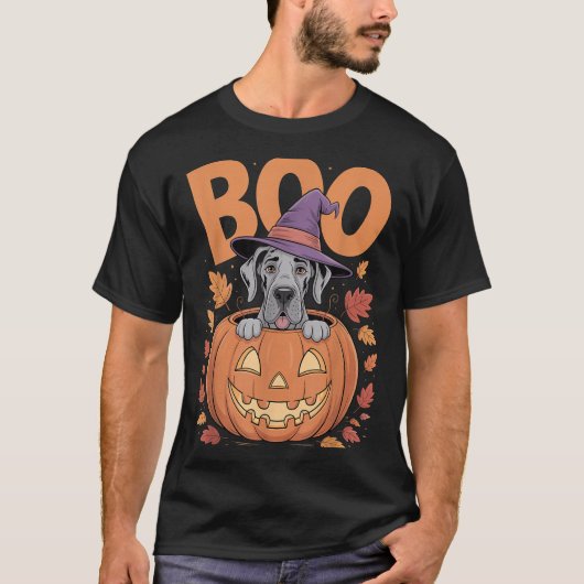Great Dane Costume On Pumpkin Halloween Great Dane T-shirt (Voorkant)