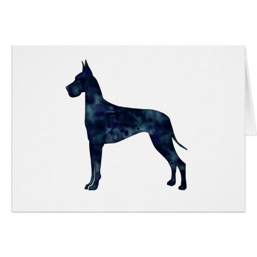 Great Dane Cropped Ear Black Waterverf Silhouette (Voorkant Horizontaal)
