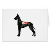 Great Dane Cropped Ears Boho Floral Silhouette (Voorkant Horizontaal)