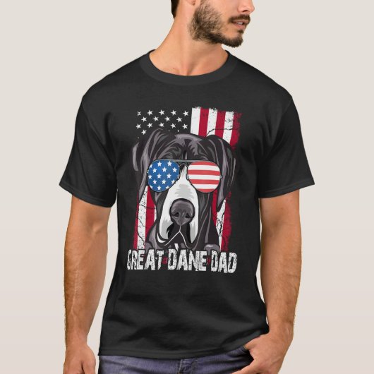Great-Dane Dad Father Day American Flag Dog 4th o T-shirt (Voorkant)