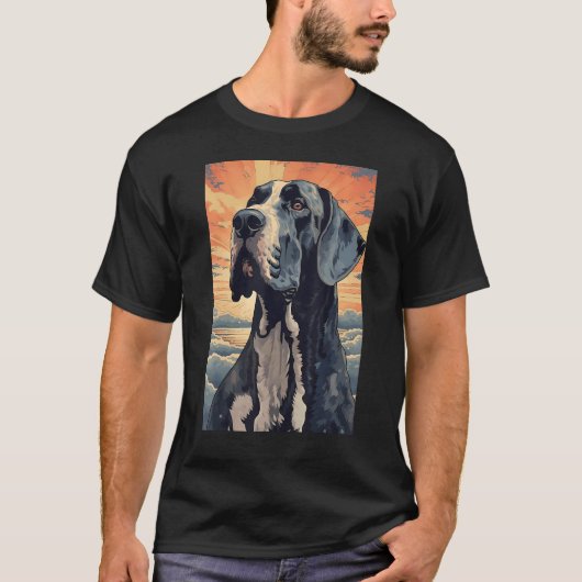 Great Dane Dog Aesthetic Japanese Ukiyo e 1 T-shirt (Voorkant)