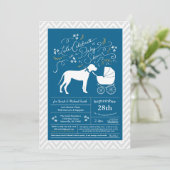 Great Dane Dog Baby shower Blue Boy Kaart (Staand voorkant)