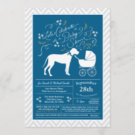 Great Dane Dog Baby shower Blue Boy Kaart