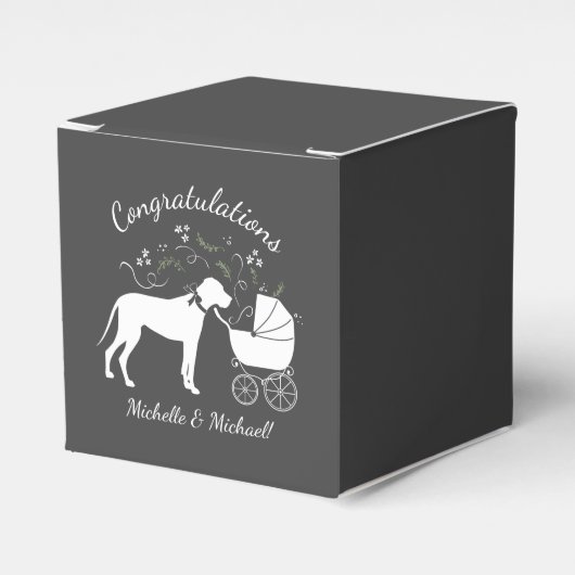 Great Dane Dog Baby shower Puppy Grey Bedankdoosjes (Voorkant Zijde)