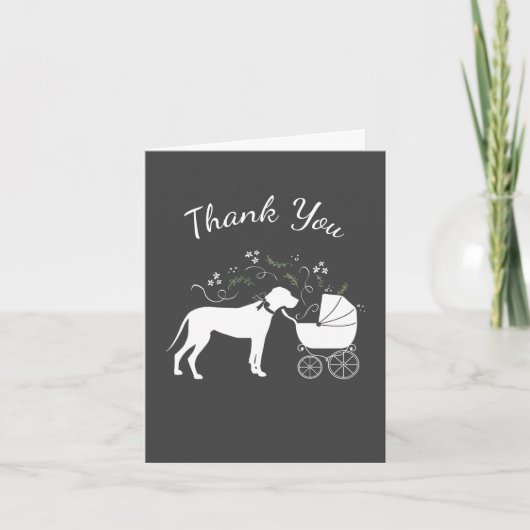 Great Dane Dog Baby shower Puppy Grey Bedankkaart (Voorkant)