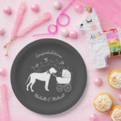 Great Dane Dog Baby shower Puppy Grey Papieren Bordje (Feest)