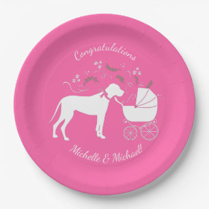 Great Dane Dog Baby shower Puppy Pink Girl Papieren Bordje