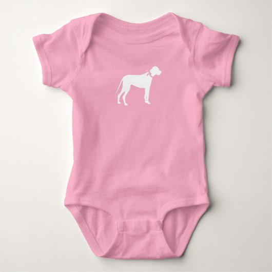 Great Dane Dog Baby shower Puppy Pink Girl Romper (Voorkant)