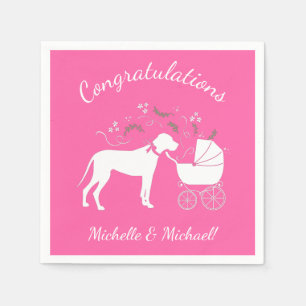 Great Dane Dog Baby shower Puppy Pink Girl Servet