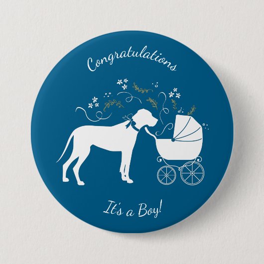 Great Dane Dog Baby shower Ronde Button 7,6 Cm (Voorkant)