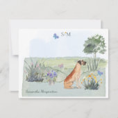 Great Dane Dog Butterfly Monogram en naam   Notitiekaartje (Voorkant)
