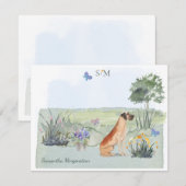 Great Dane Dog Butterfly Monogram en naam   Notitiekaartje (Voorkant / Achterkant)
