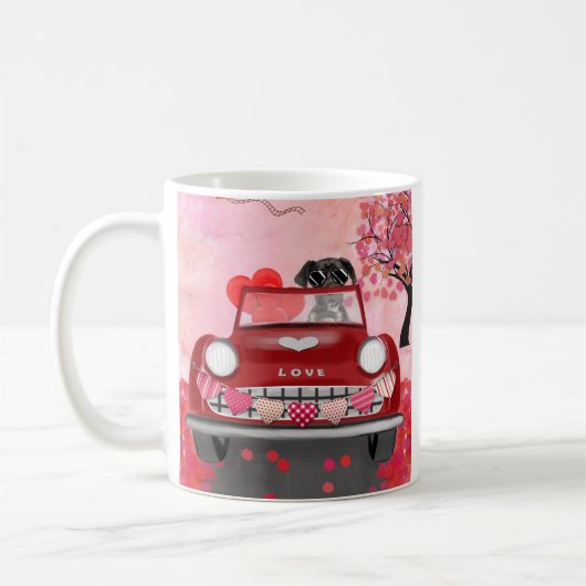 Great Dane Dog Car with Hearts Valentine's  Koffiemok (Links)