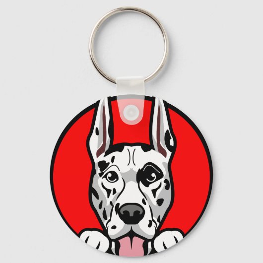 Great Dane Dog Face Design - Schattige huisdierena Sleutelhanger (Voorkant)