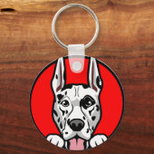 Great Dane Dog Face Design - Schattige huisdierena Sleutelhanger (Voorkant)