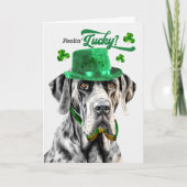 Great Dane Dog Feelin' Lucky St Patrick's Day Feestdagen Kaart (Voorkant)