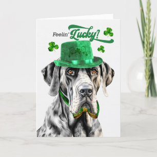 Great Dane Dog Feelin' Lucky St Patrick's Day Feestdagen Kaart