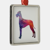 Great Dane Dog Geometric Silhouette Paars Metalen Ornament (Rechts)