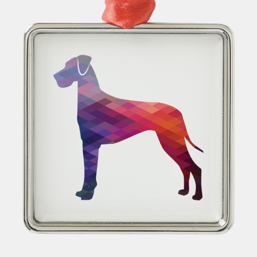 Great Dane Dog Geometric Silhouette Paars Metalen Ornament (Voorkant)