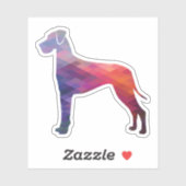 Great Dane Dog Geometric Silhouette Paars Sticker (Vel)
